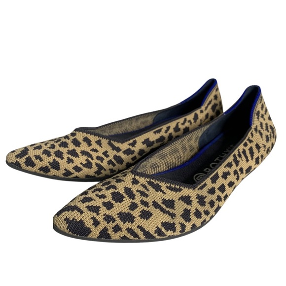 Rothy’s The Point Leopard Print Retired Brown Tan Leopard Flats Shoes Size 9.5 - Picture 9 of 11